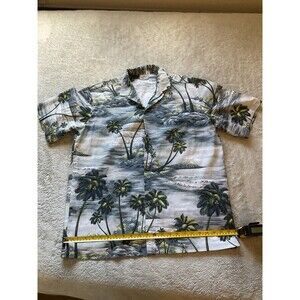 Cherokee Waikiki Wear Hawaiian Palm Trees Boat Tropical Vacation Shirt - Size L